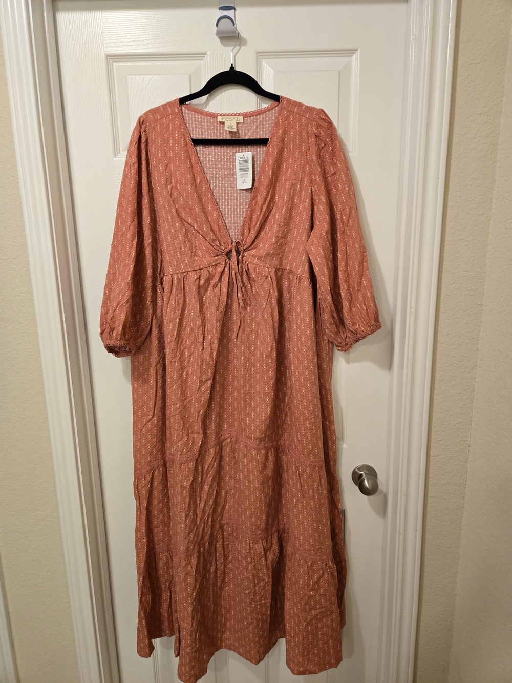 torrid Rust Tie-Front Tiered Maxi Dress